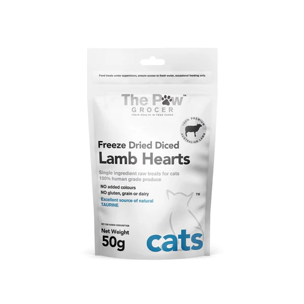 THE PAW GROCER CAT Freeze Dried Lamb Hearts 50g
