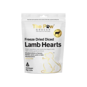 THE PAW GROCER Freeze Dried Diced Lamb Hearts 90g
