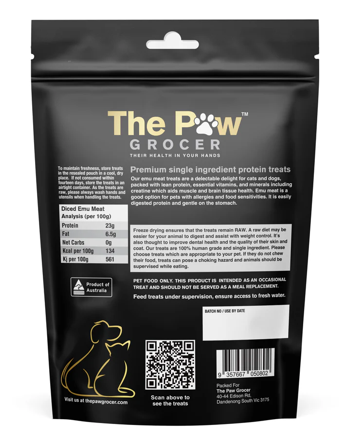 THE PAW GROCER Black Label Emu Meat 72g - Image 2