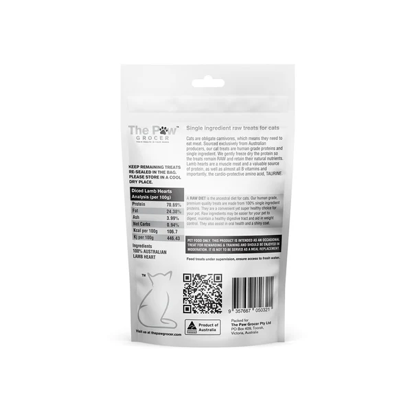 THE PAW GROCER CAT Freeze Dried Lamb Hearts 50g - Image 2