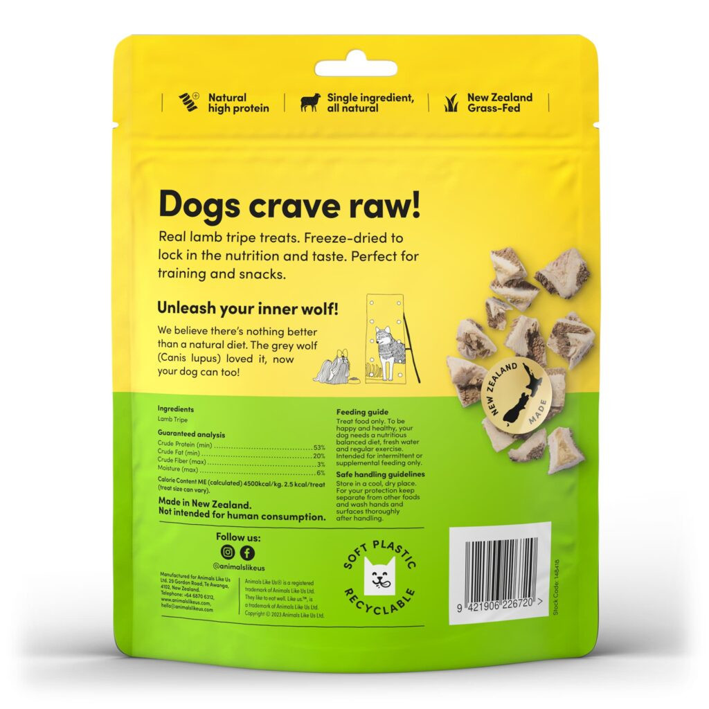 ANIMALS LIKE US Dog Lamb Tripe Freeze Dried Raw Treat 60g - Image 2